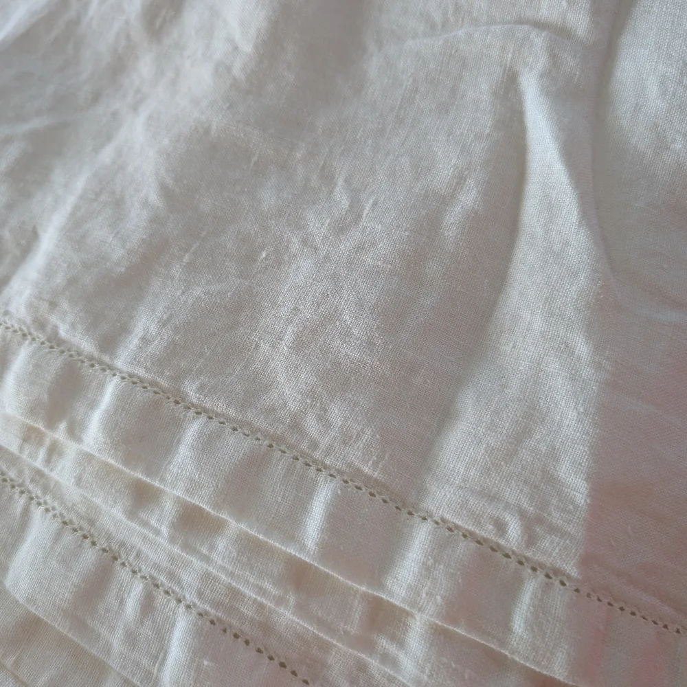 Crate & Barrel Linen Hemstitch Tablecloth